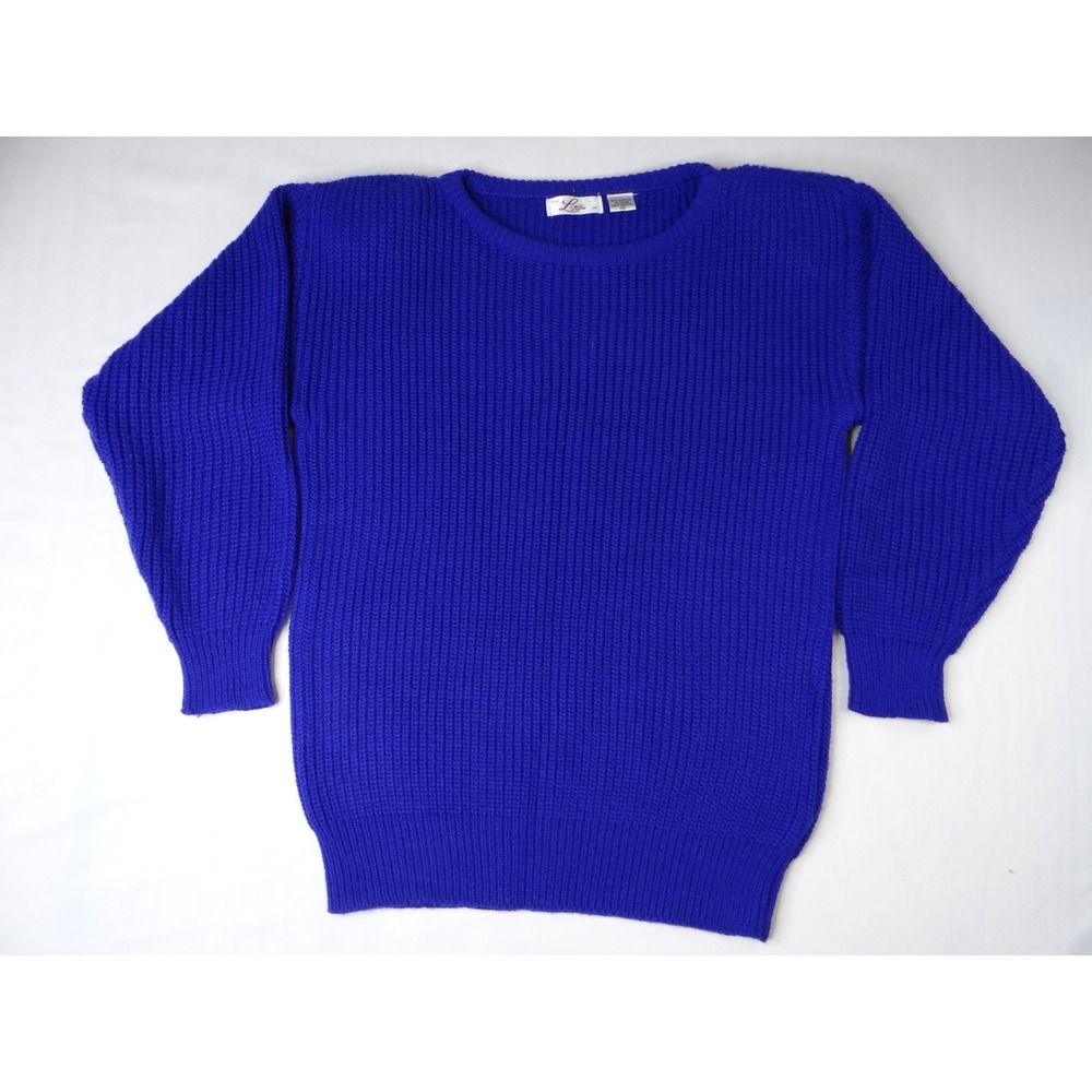 Vintage Little Lisa Ltd Royal Blue Ribbed Knit Sweater Long Sleeve Women's Med‎